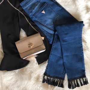 👖Guess Jeans w/ black tassel trim @ cuff